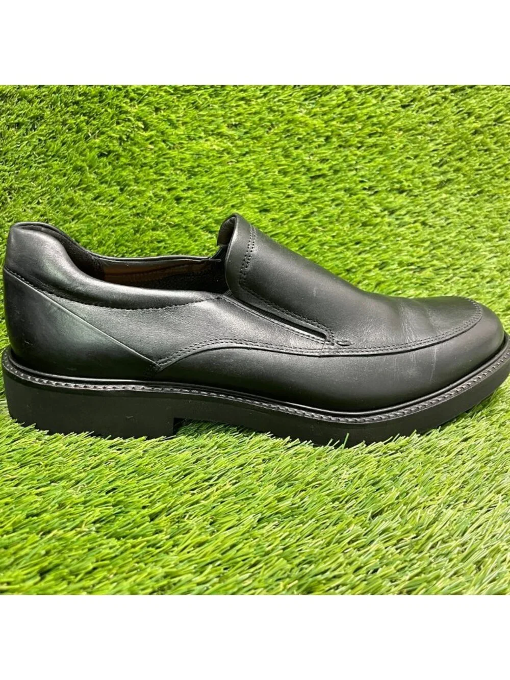 Ecco Metropole London Mens Size 12 Black Classic Leather Slip On Dress Shoes